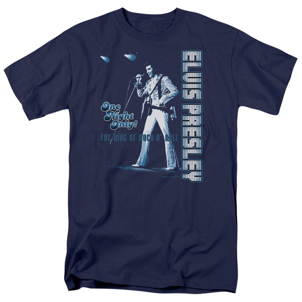Elvis Presley - One Night Only - Adult Unisex Short Sleeve T-Shirt - Blue