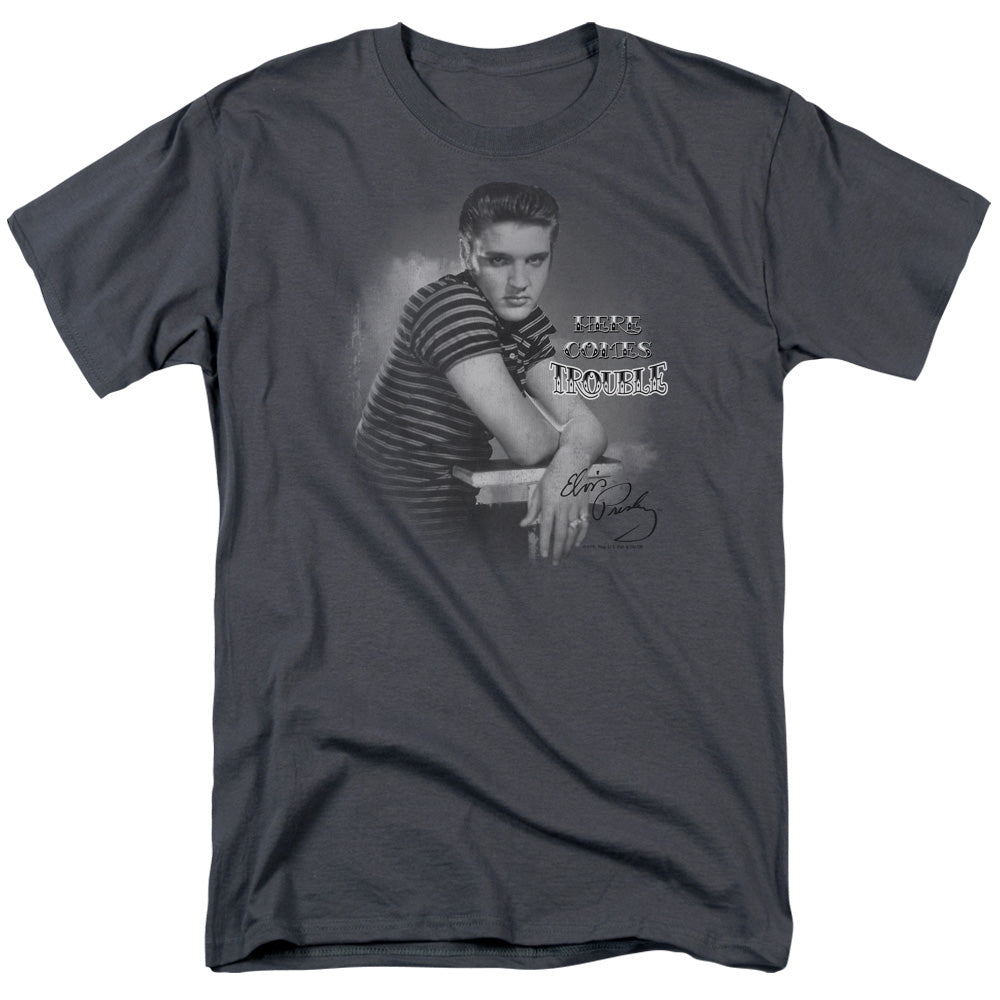 Elvis Presley - Trouble - Adult Unisex Short Sleeve T-Shirt - Gray