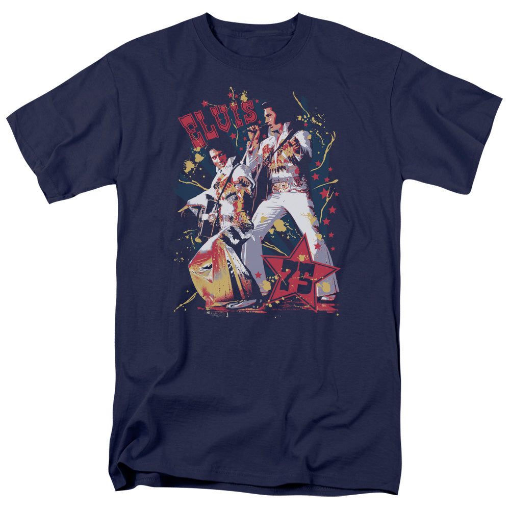 Elvis Presley - Eagle Elvis - Adult Unisex Short Sleeve T-Shirt - Blue