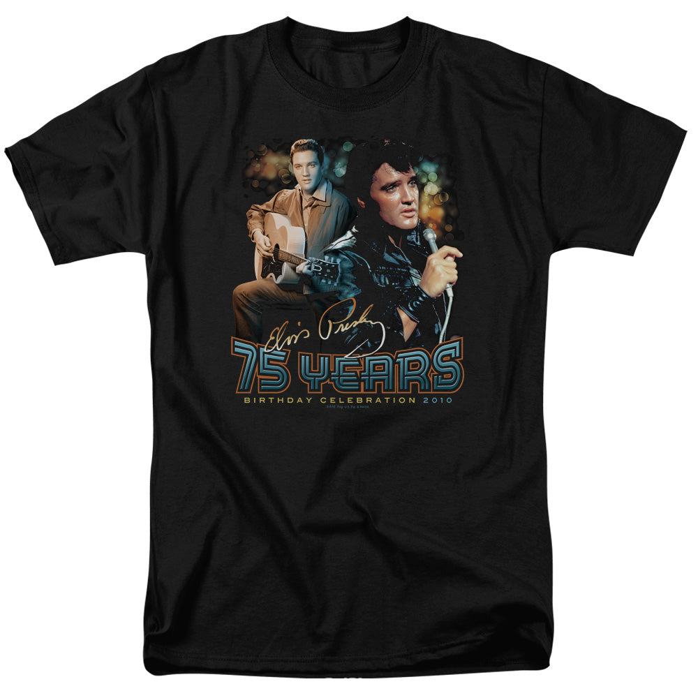Elvis Presley - 75 Years - Adult Unisex Short Sleeve T-Shirt - Black