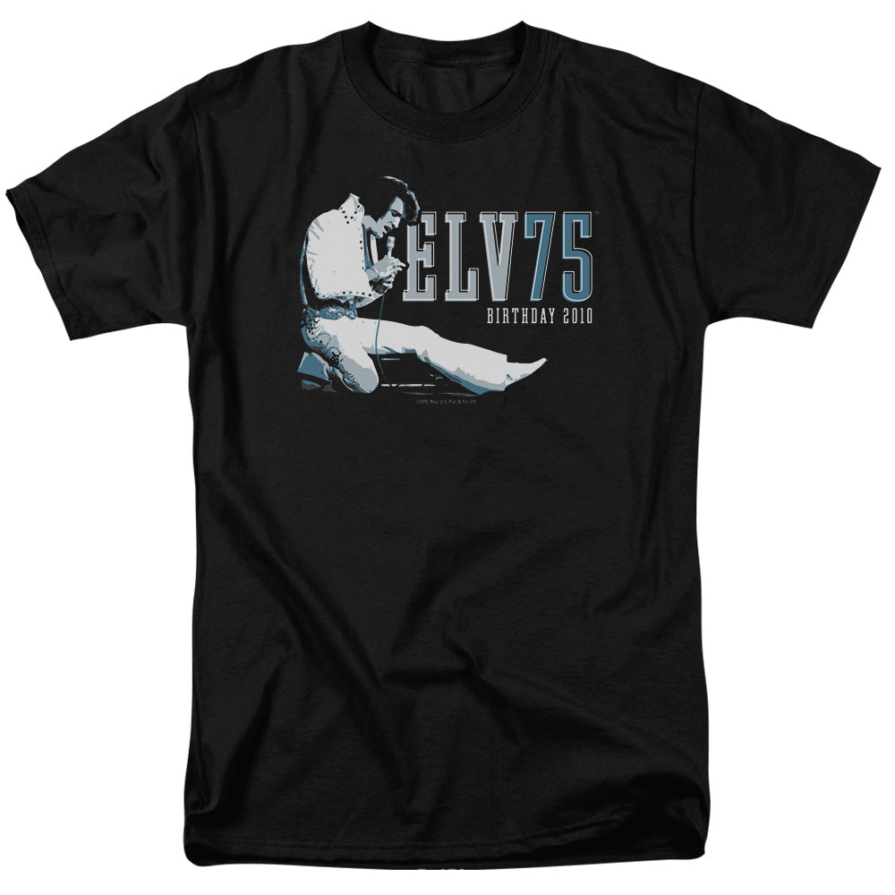 Elvis Presley - 75 Years Logo - Adult Unisex Short Sleeve T-Shirt - Black