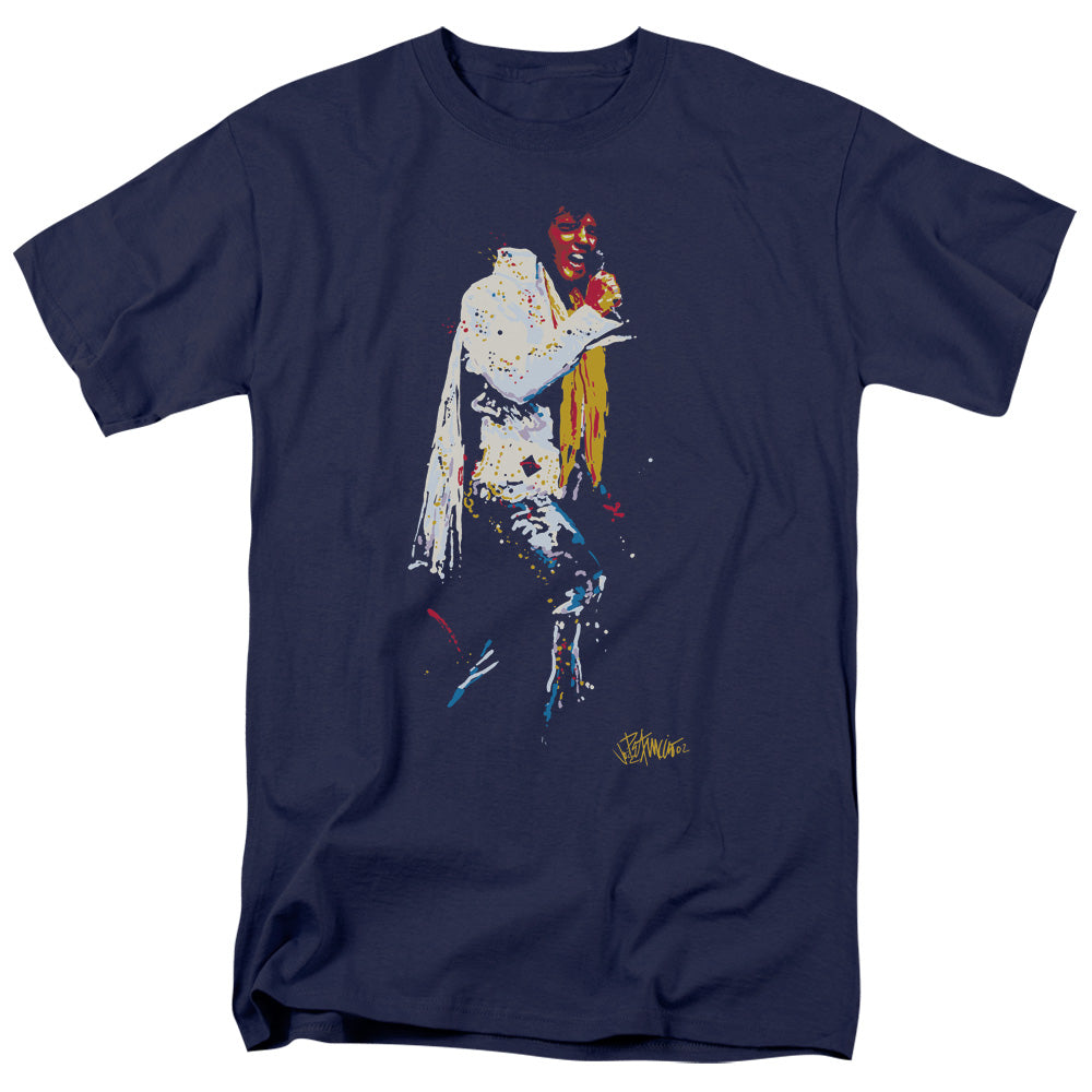 Elvis Presley - Yellow Scarf - Adult Unisex Short Sleeve T-Shirt - Blue