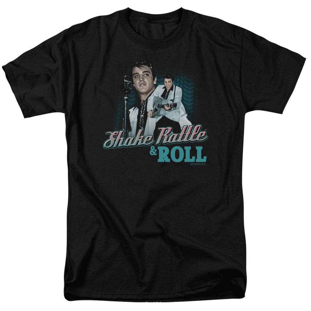 Elvis Presley - Shake Rattle & Roll - Adult Unisex Short Sleeve T-Shirt - Black