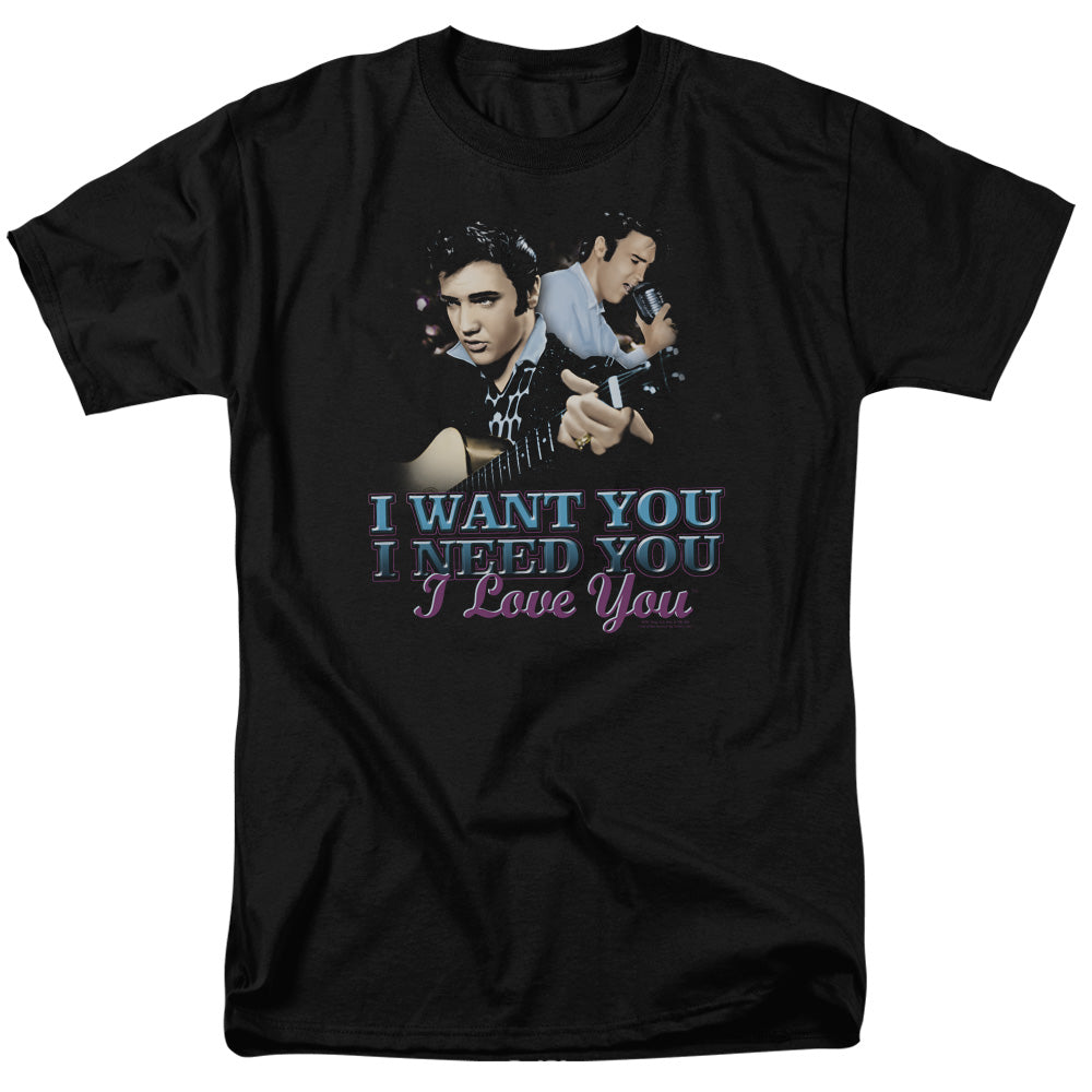 Elvis Presley - I Want You - Adult Unisex Short Sleeve T-Shirt - Black