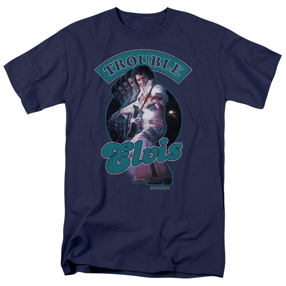 Elvis Presley - Total Trouble - Adult Unisex Short Sleeve T-Shirt - Blue