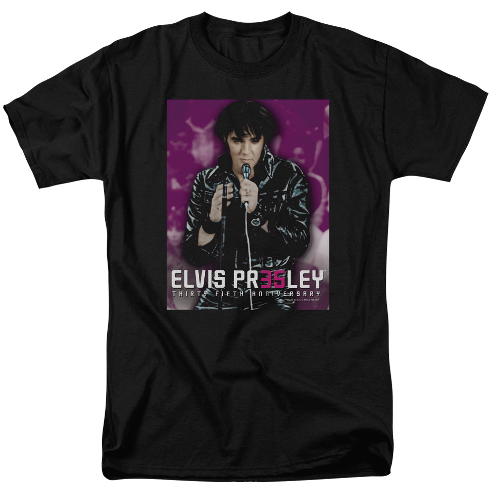 Elvis Presley - 35th Anniversary Leather - Adult Unisex T-Shirt - Black