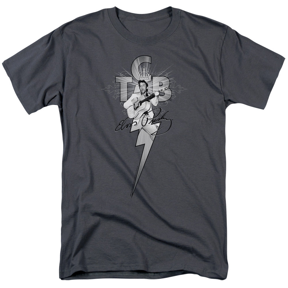 Elvis Presley - TCB Ornate - Adult Unisex Short Sleeve T-Shirt - Gray