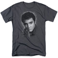 Elvis Presley - Grey Portrait - Adult Unisex Short Sleeve T-Shirt - Gray