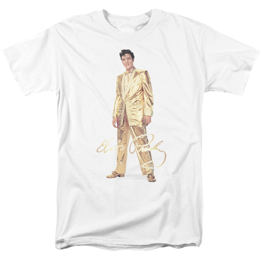 Elvis Presley - Gold Lame Suit - Adult Unisex Short Sleeve T-Shirt - White