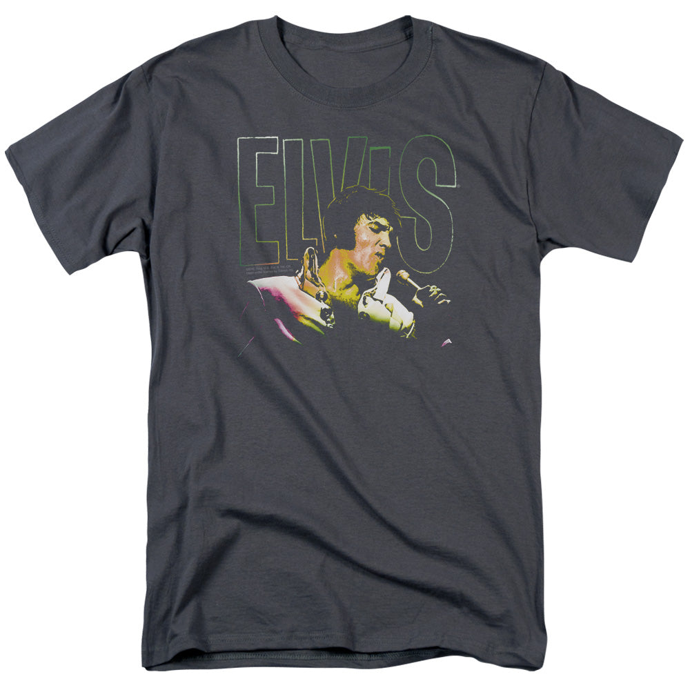 Elvis Presley - Multicolored - Adult Unisex Short Sleeve T-Shirt - Gray