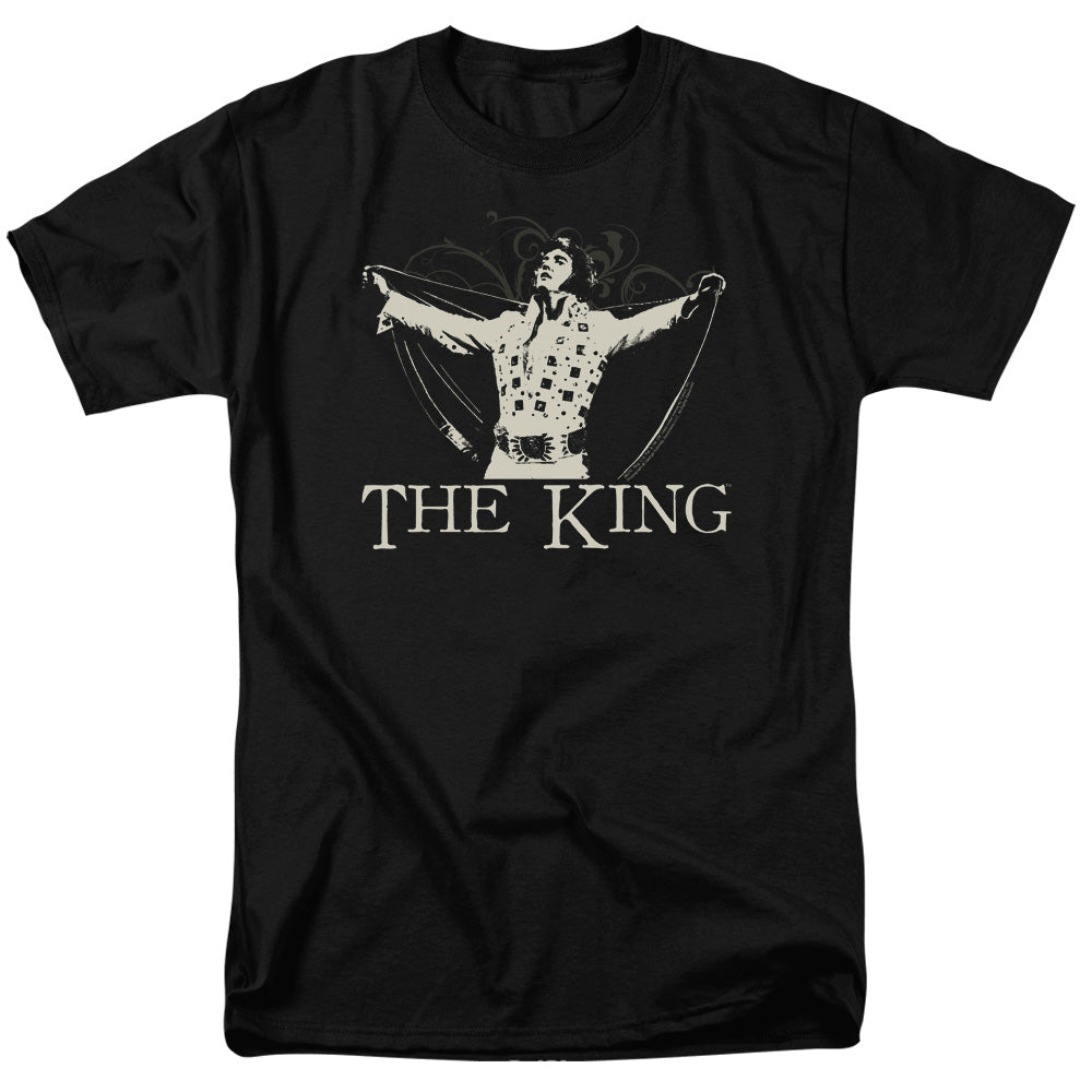 Elvis Presley - Ornate King - Adult Unisex Short Sleeve T-Shirt - Black