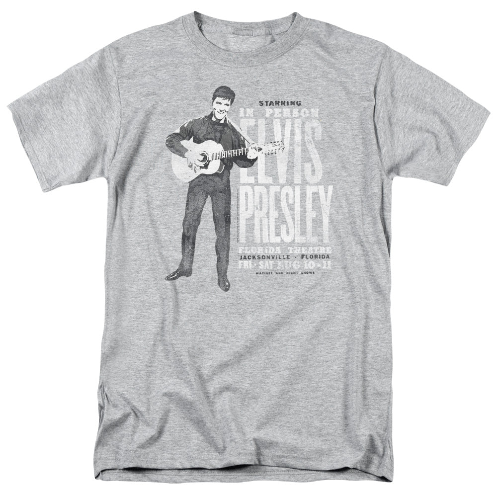 Elvis Presley - In Person - Adult Unisex Short Sleeve T-Shirt - Gray