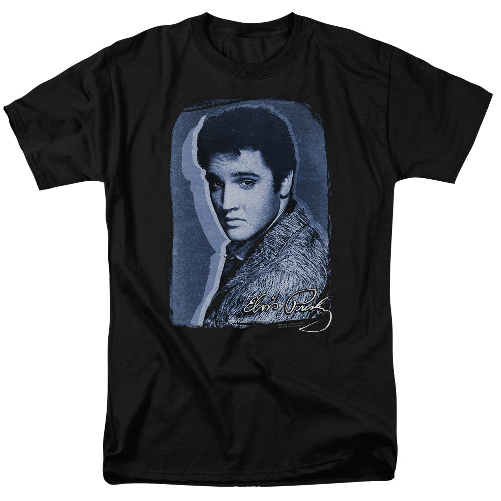 Elvis Presley - Overlay - Adult Unisex Short Sleeve T-Shirt - Black