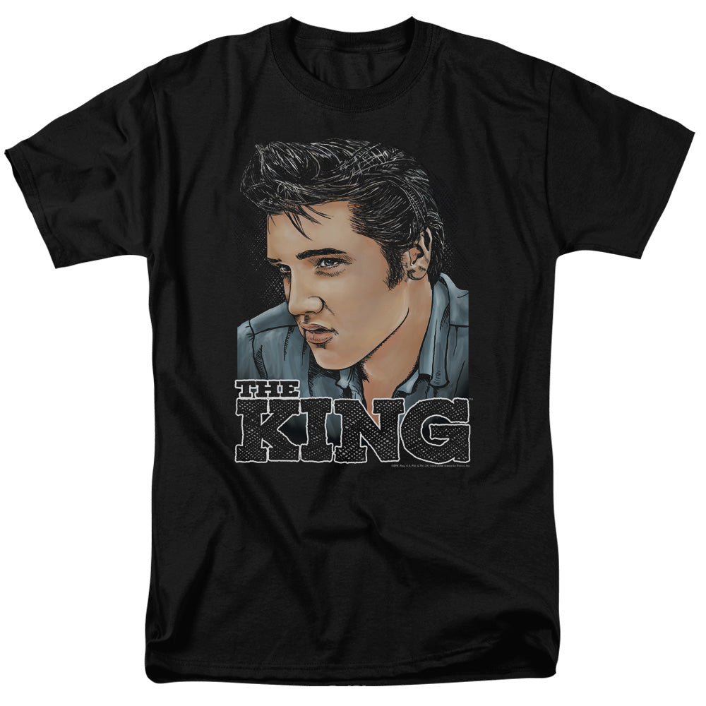 Elvis Presley - Graphic King - Adult Unisex Short Sleeve T-Shirt - Black
