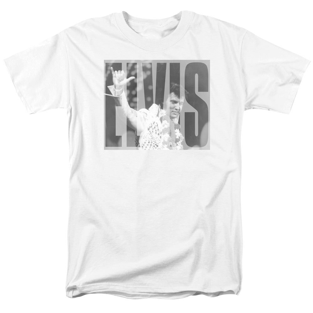 Elvis Presley - Aloha Gray - Adult Unisex Short Sleeve T-Shirt - White