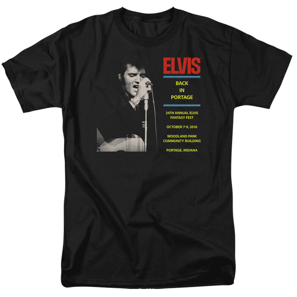 Elvis Presley - Back In Portage - Adult Unisex Short Sleeve T-Shirt - Black