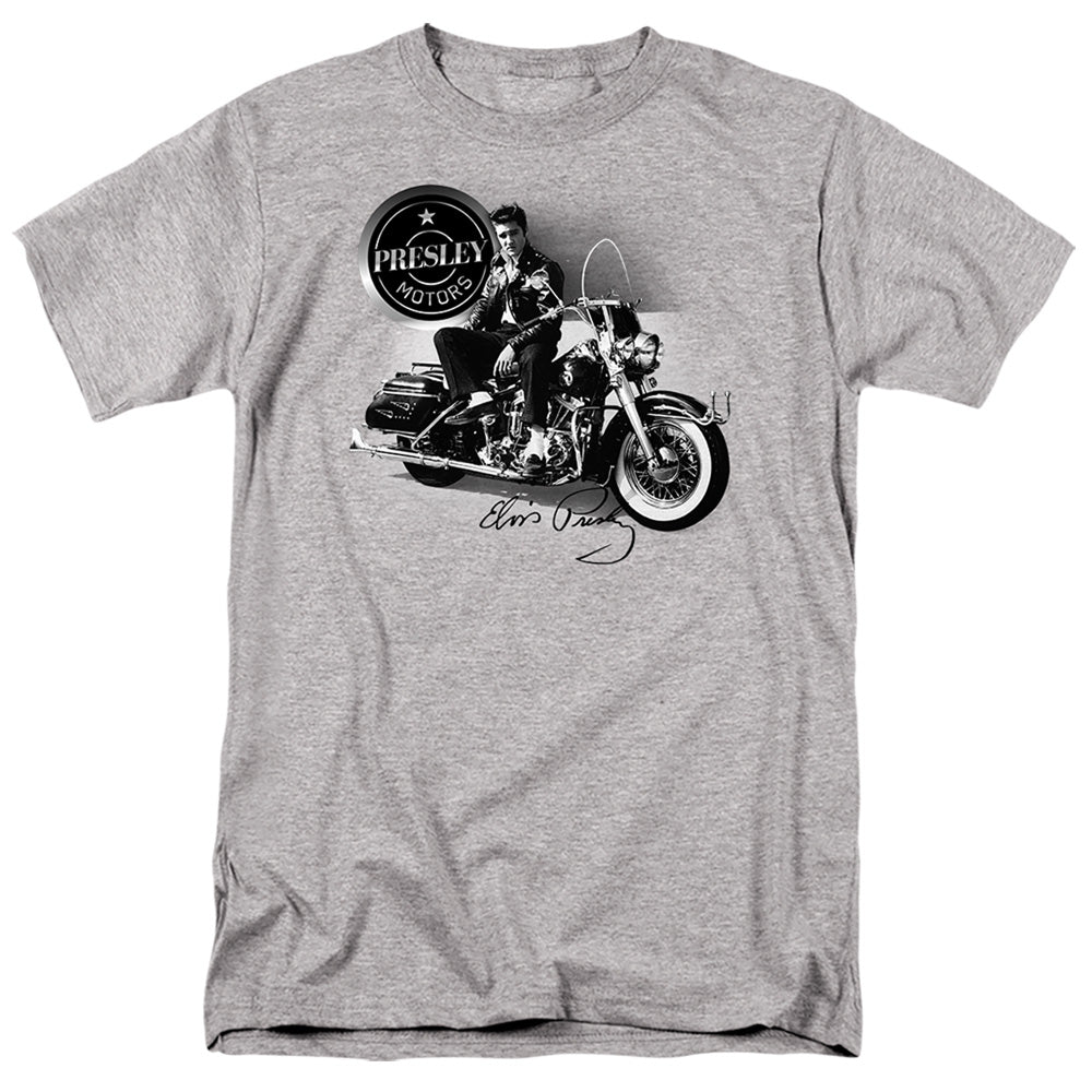 Elvis Presley - Presley Motors - Adult Unisex Short Sleeve T-Shirt - Gray
