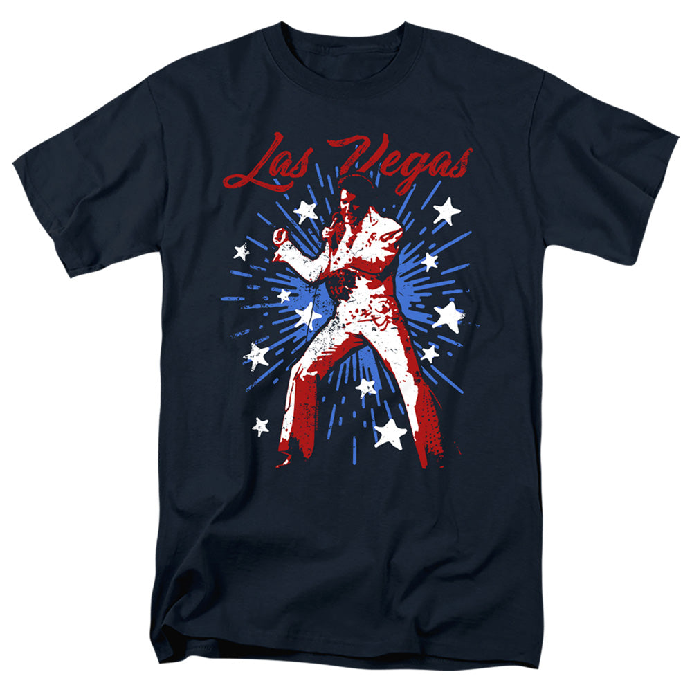 Elvis Presley - Vegas Superstar - Adult Unisex Short Sleeve T-Shirt - Blue