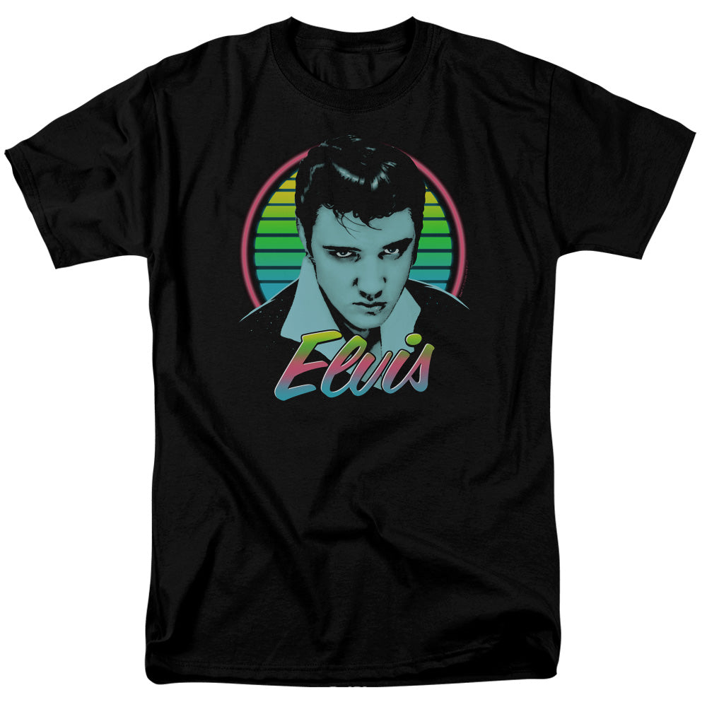 Elvis Presley - Neon King - Adult Unisex Short Sleeve T-Shirt - Black