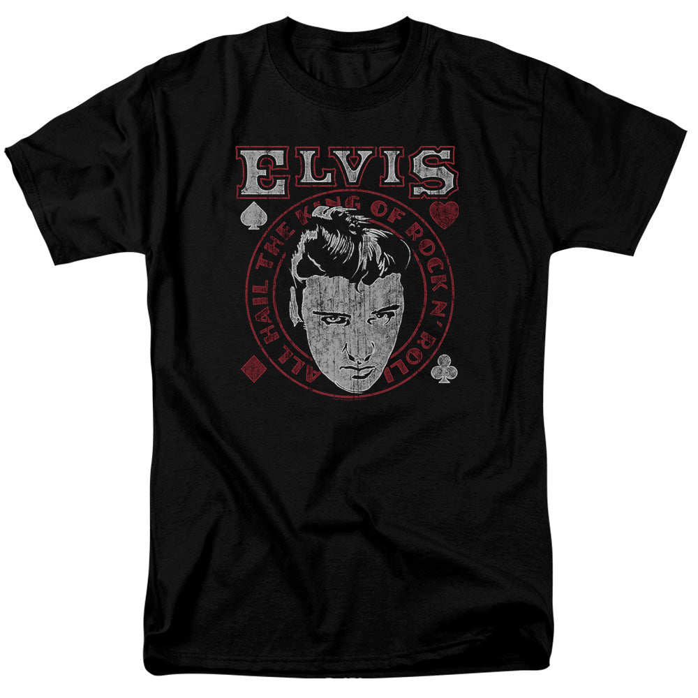 Elvis Presley - Hail The King - Adult Unisex Short Sleeve T-Shirt - Black