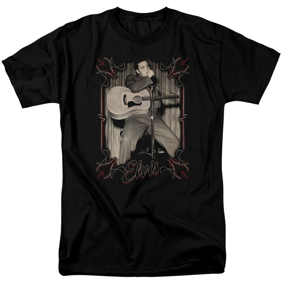 Elvis Presley - Elvis Pinstripes - Adult Unisex Short Sleeve T-Shirt - Black