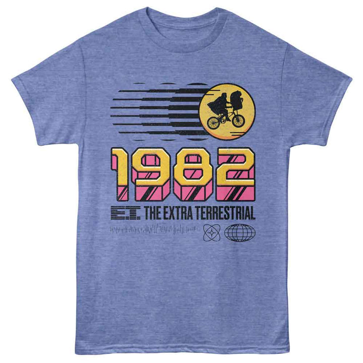 E.T. The Extra-Terrestrial - 1982 - Adult Short Sleeve T-Shirt - Light Blue Heather