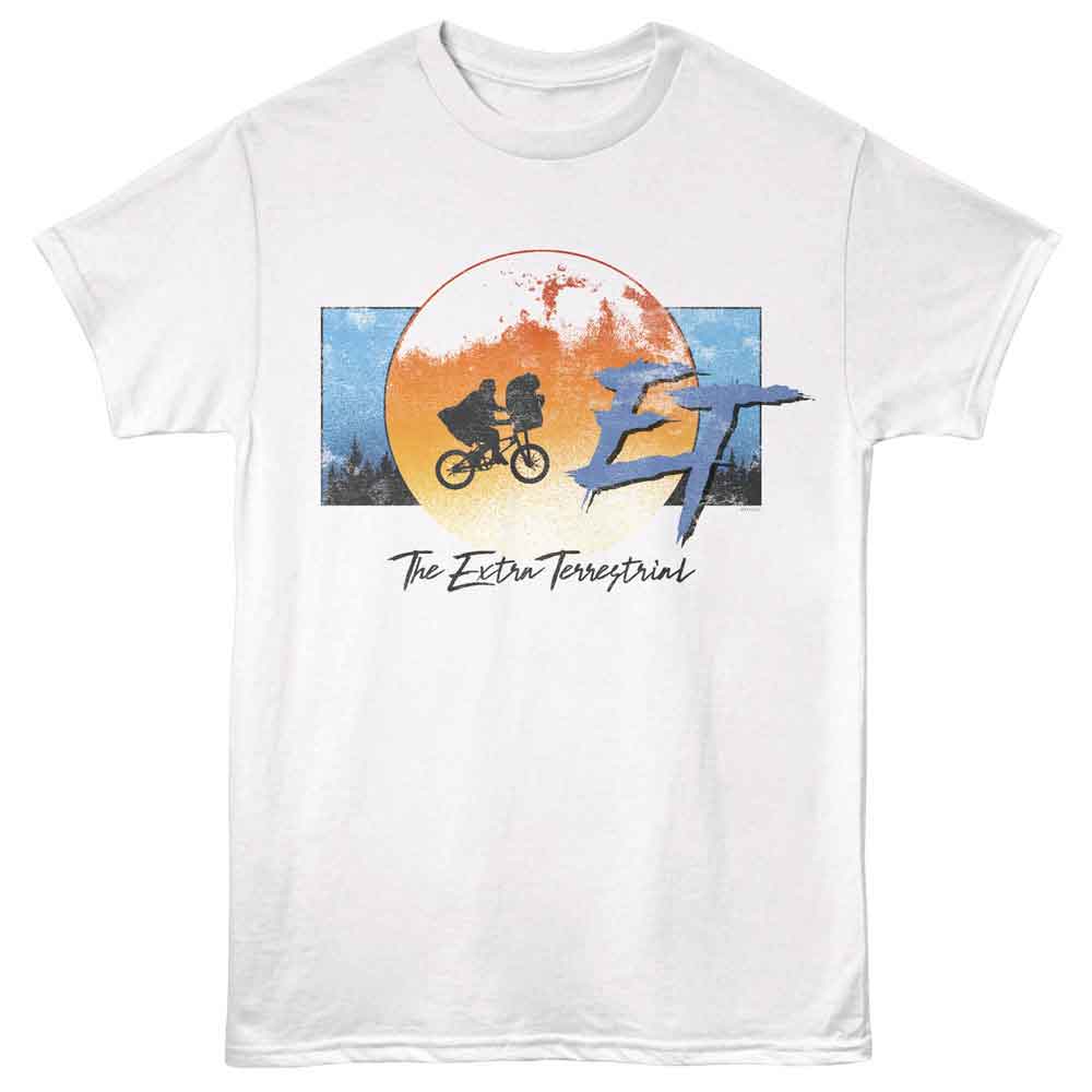 E.T. The Extra-Terrestrial - Moon Forest And Bike - Adult Short Sleeve T-Shirt - White