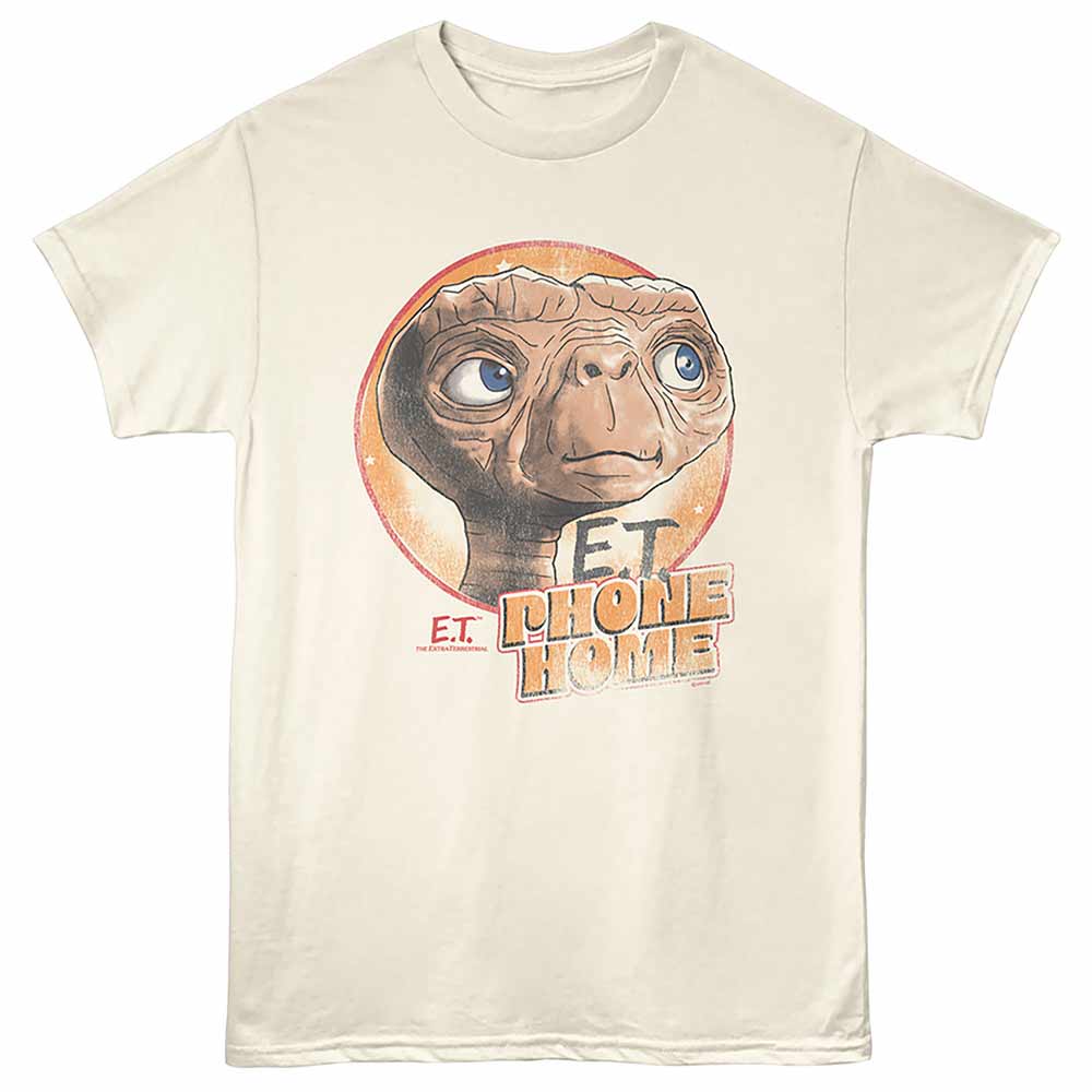 E.T. the Extra-Terrestrial - Phone Home - Front Print Adult Short Sleeve Solid T-Shirt - Natural