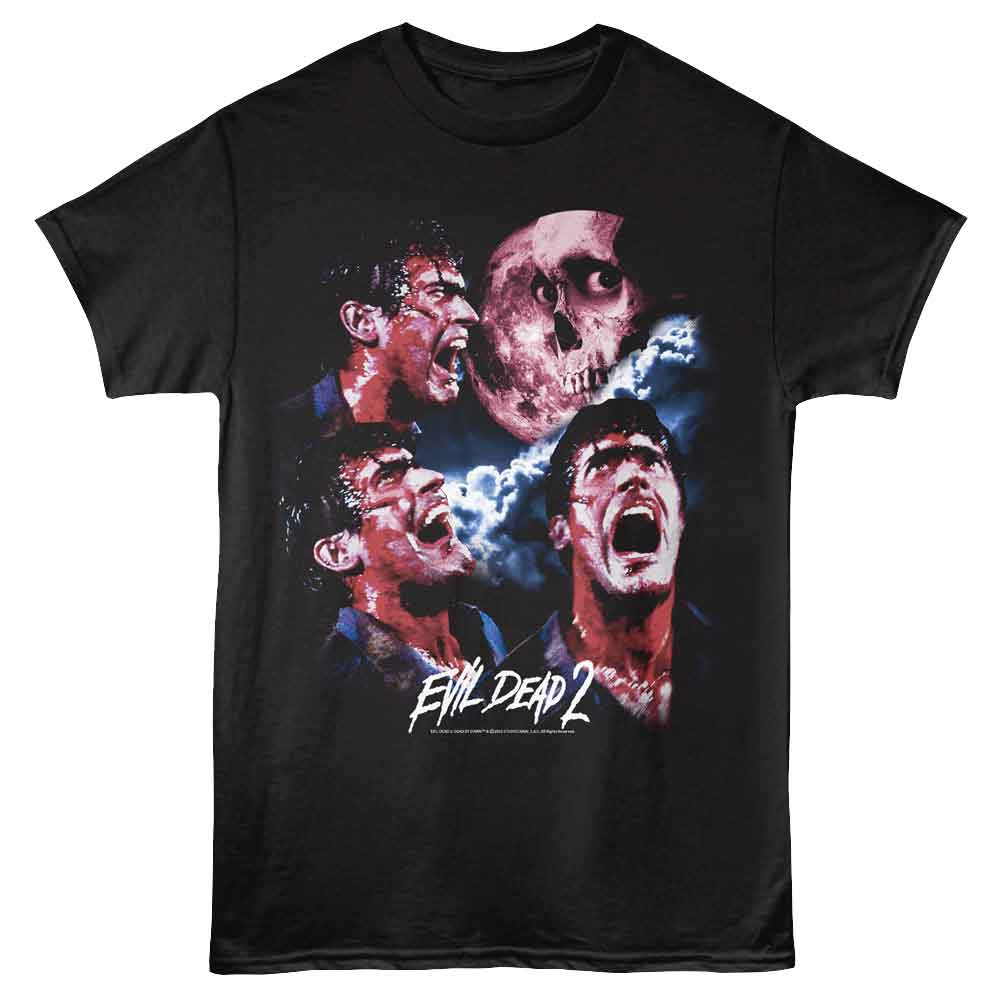 Evil Dead - Three Ash Moon - Black - Front Print Solid Adult Unisex Short Sleeve T-Shirt