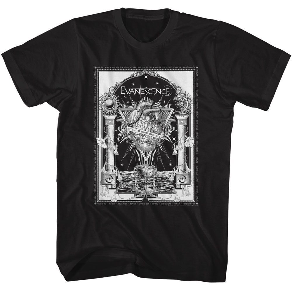 Evanescence - Broken Pieces Heart - American Classics - Solid Black Adult Short Sleeve T-Shirt