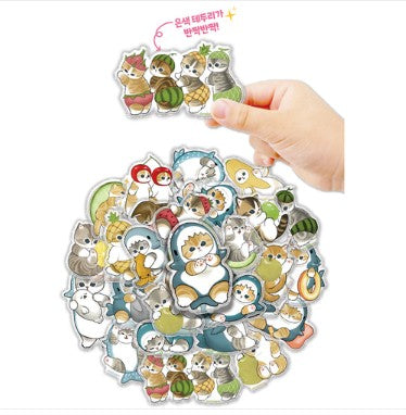 Mofusand Can Jelly 30 Stickers Set - Shark Cat & Fruit Cat - Shark Blue