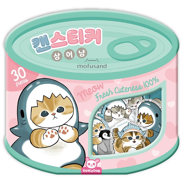 Mofusand Can Jelly 30 Stickers Set - Shark Cat & Fruit Cat - Shark Blue