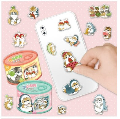Mofusand Can Jelly 30 Stickers Set - Shark Cat & Fruit Cat - Shark Blue