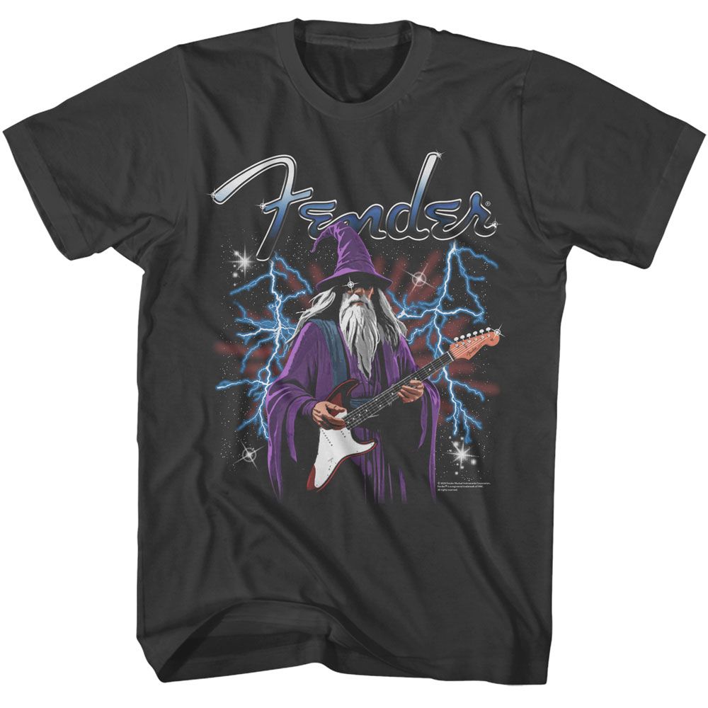 Fender - Wizard Playing Strat - American Classics - Solid Gray Adult Short Sleeve T-Shirt