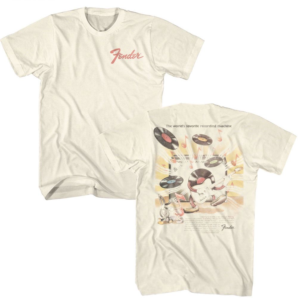 Fender - 70s Record Poster - American Classics - Solid Off-White Adult Short Sleeve T-Shirt
