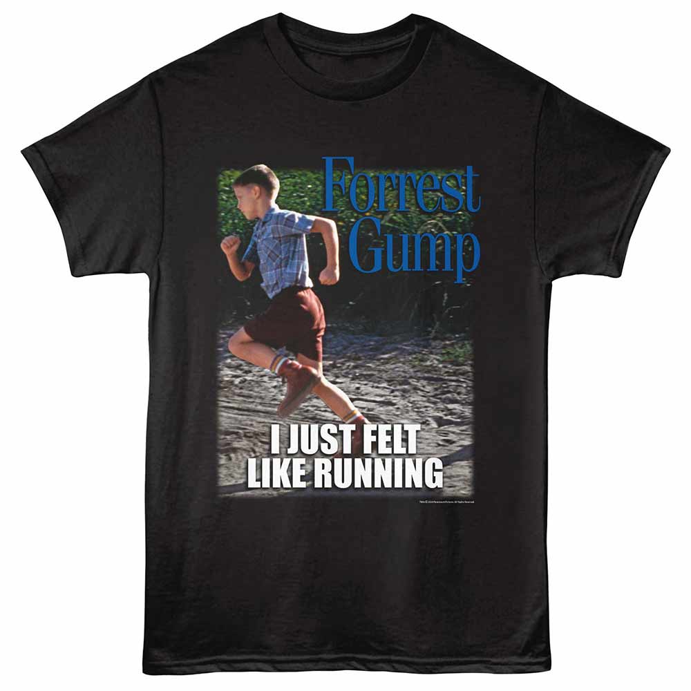 Forrest Gump - Felt Like Running - Adult Unisex Short Sleeve T-Shirt - Black