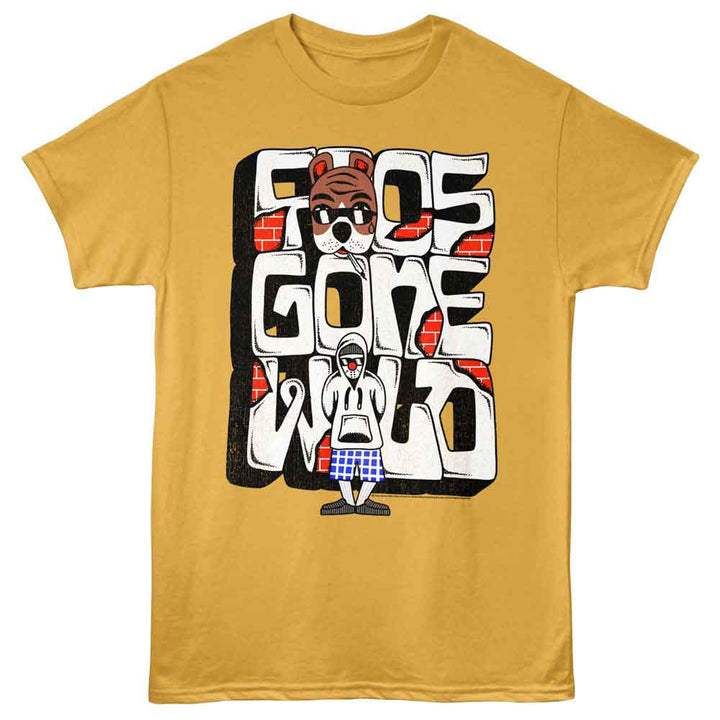 Foos Gone Wild - Dog And Brick - Solid Adult Unisex Short Sleeve T-Shirt - Ginger