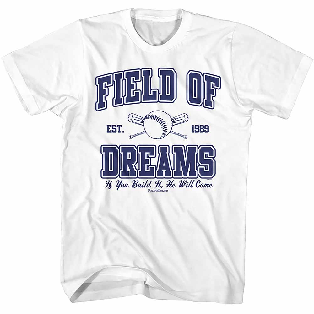Field Of Dreams - Ball And Bats - Front Print Adult Short Sleeve Solid T-Shirt - White