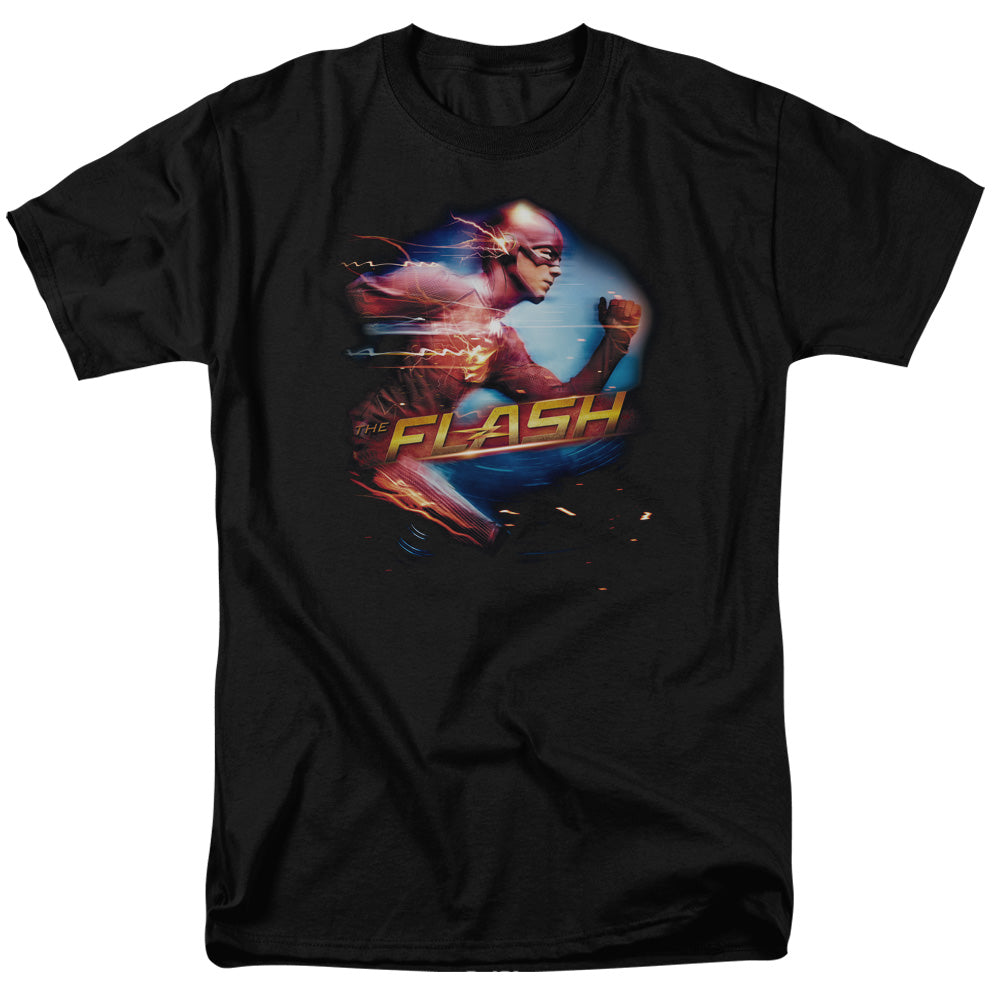 DC Comics - The Flash - Fastest Man - Adult Unisex Short Sleeve T-Shirt - Black