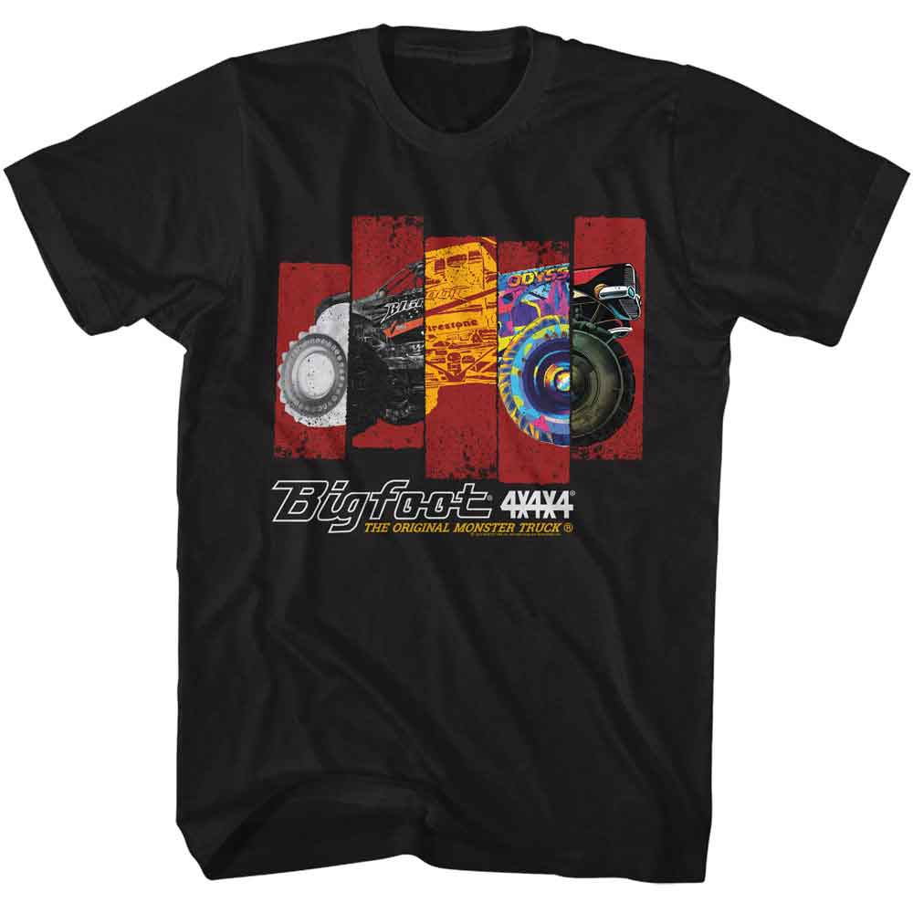 Bigfoot - Different Truck Rectangles - American Classics - Solid Black Adult Short Sleeve T-Shirt