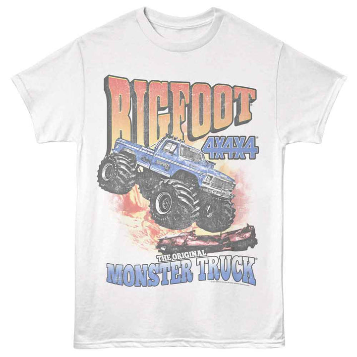 Bigfoot - Og Monster Truck - White - Front Print Solid Adult Unisex Short Sleeve T-Shirt
