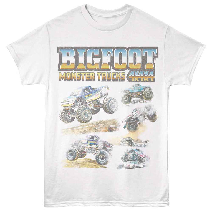 Bigfoot - Multi Trucks - Licensed Adult Unisex Short Sleeve T-Shirt - White