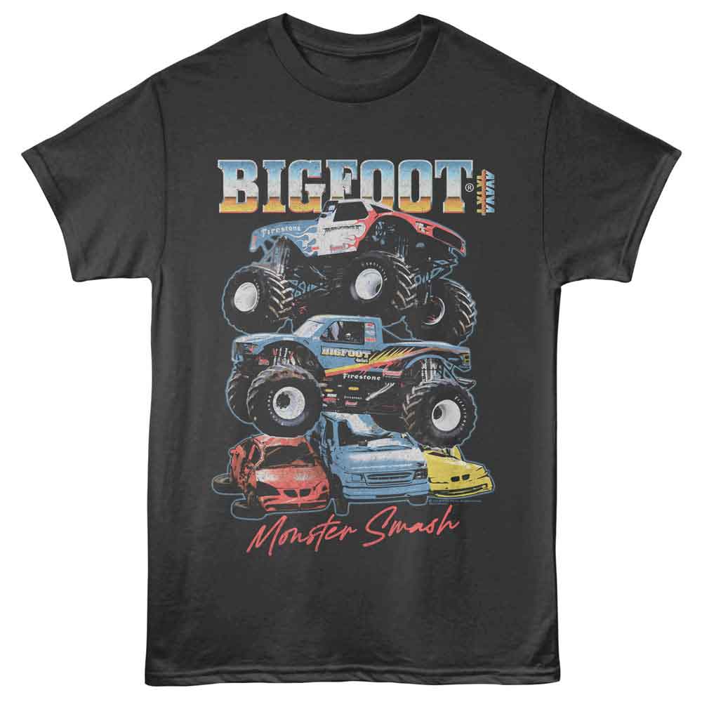 Bigfoot - Truck Stack - Licensed Adult Unisex Short Sleeve T-Shirt - Smoke