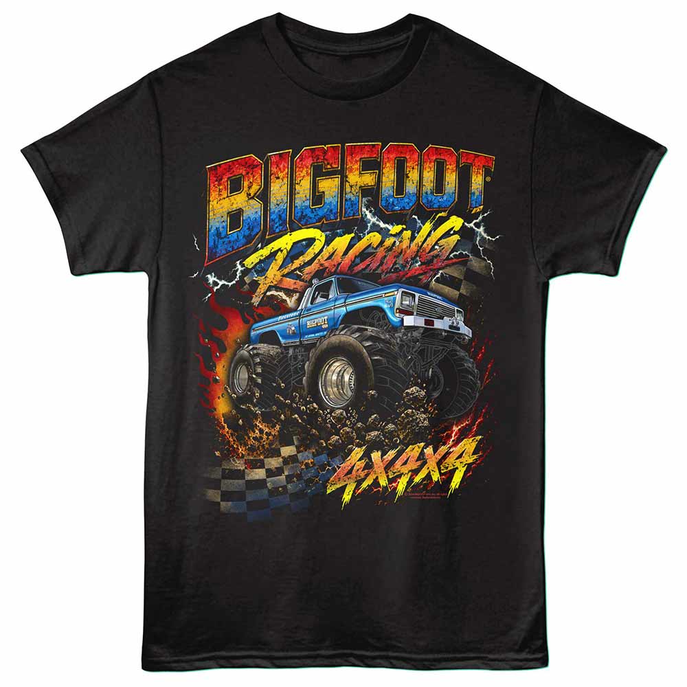 Bigfoot - Gradient Racing - Adult Unisex Short Sleeve T-Shirt - Black