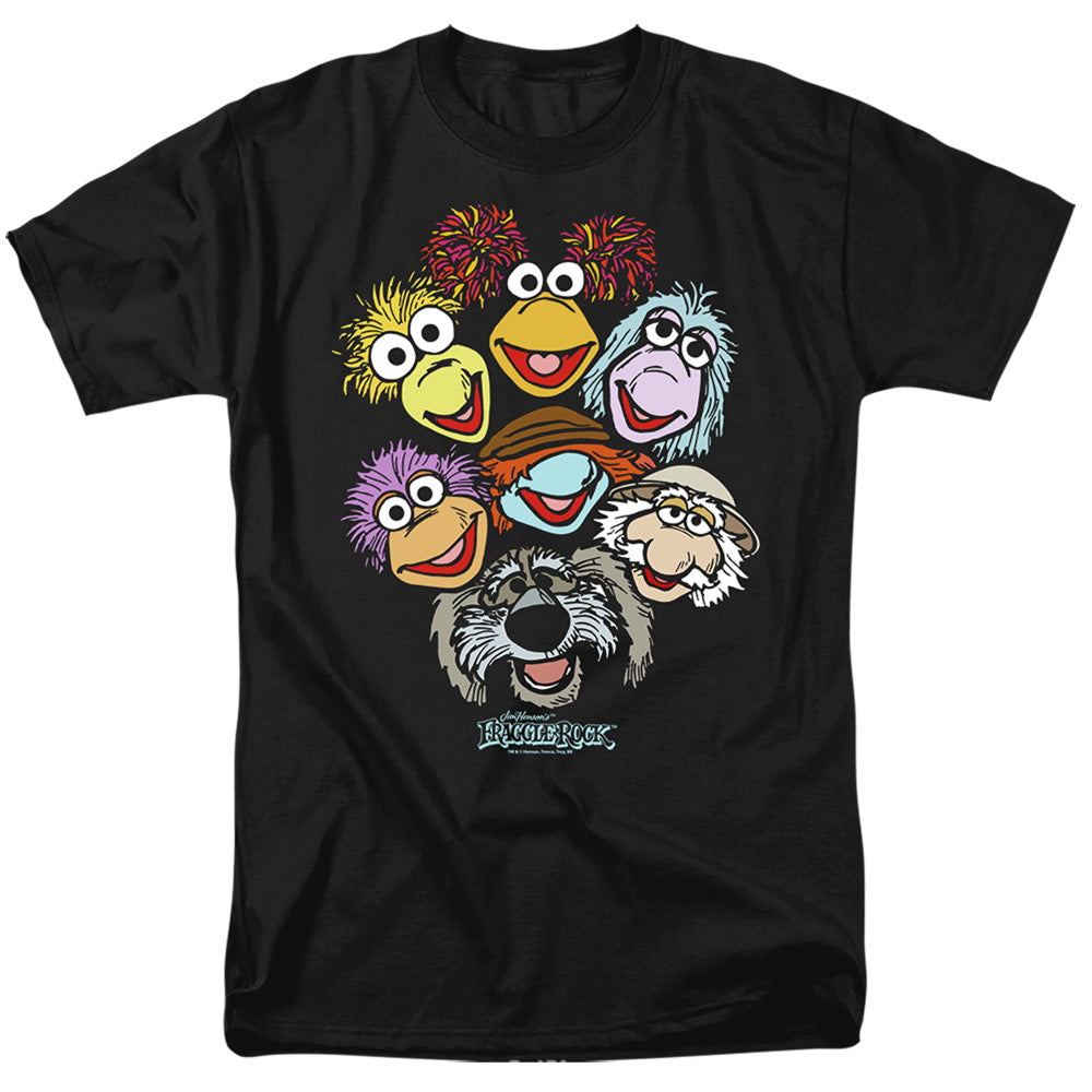 Fraggle Rock - Faces - Adult Unisex Short Sleeve T-Shirt - Black