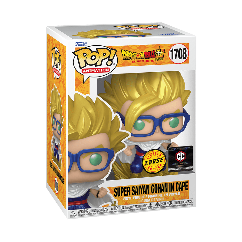 Funko Pop! Animation: Dragon Ball Super: Super Hero - Super Saiyan Gohan in Cape Metallic Chase #1708 Chalice Collectibles Exclusive