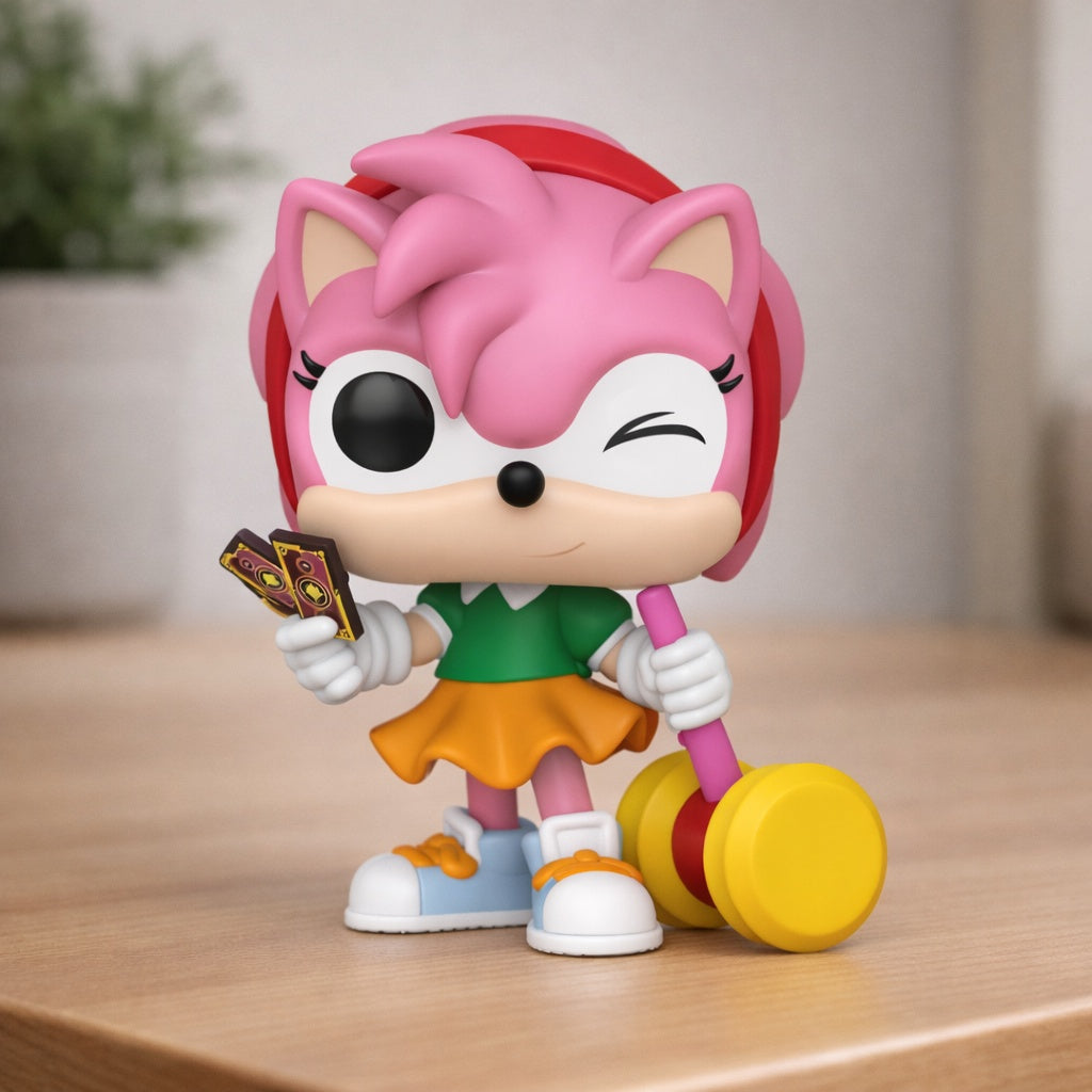 Funko Pop! Games: Sonic the Hedgehog - Amy Rose with Piko Hammer & Cards #1171 Chase