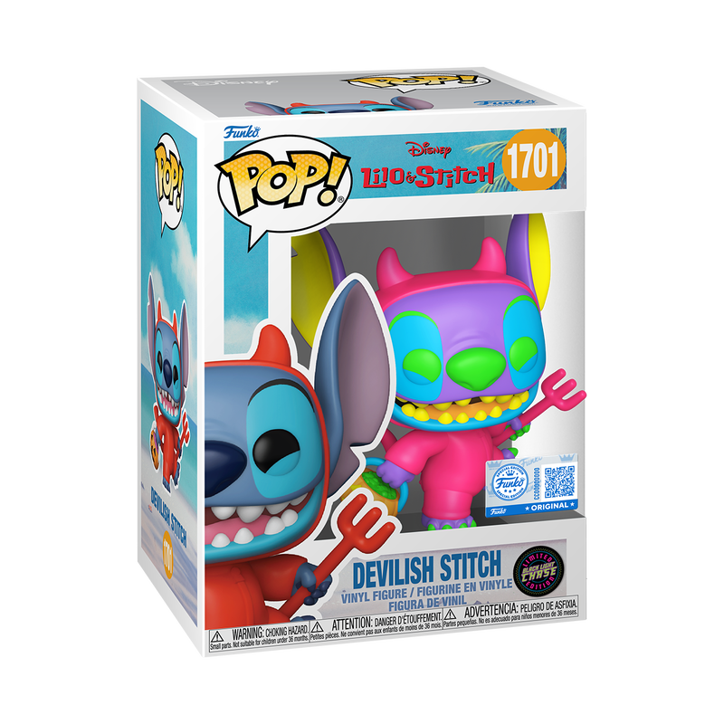 Funko Pop! Disney: Lilo & Stitch - Black Light Devilish Stitch #1701 Chase Entertainment Earth Exclusive