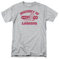 Garfield - Property Of Lasagna - Adult Unisex Short Sleeve T-Shirt - Gray