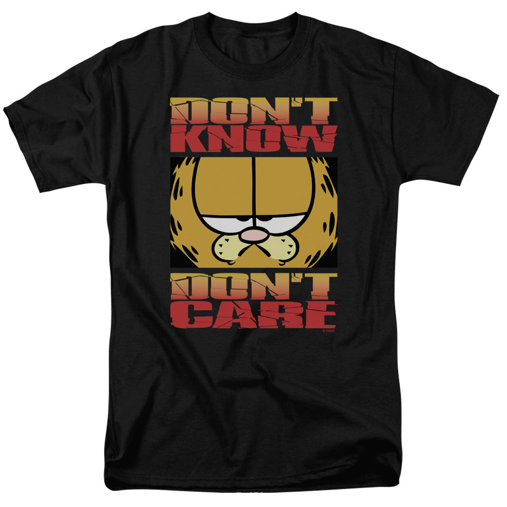 Garfield - Dont Know Dont Care - Adult Unisex Short Sleeve T-Shirt - Black